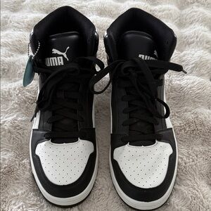 Puma Men's Black and White High-Top Sneakers